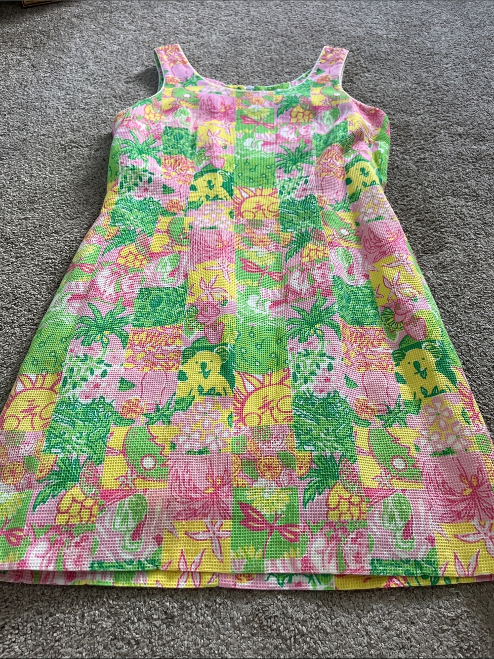 🍊🐨Lilly Pulitzer White Label Textured sz6 Patchwork Koala Sun Fruit Krista Shift - Picture 13 of 14